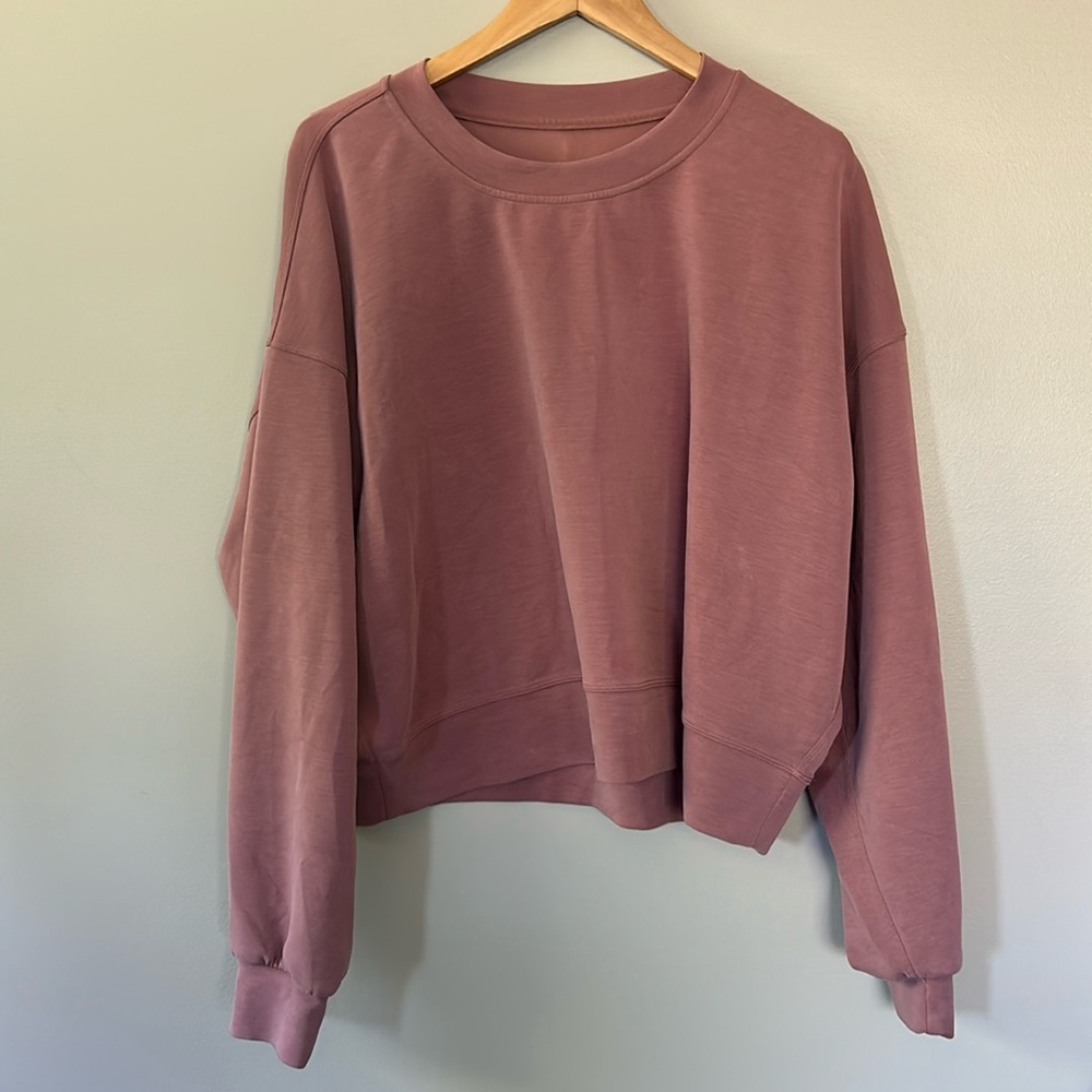 Lululemon Perfectly‎ Oversized Cropped Crew *Softstreme Sz 12 Pink